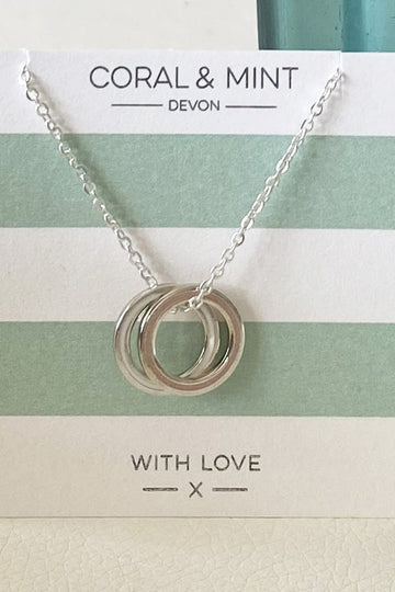 Double eternity  necklace -white and glitter pink Coral and Mint